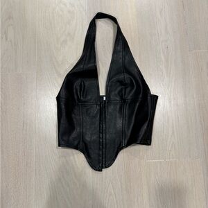 Miaou Black Leather Corset Top